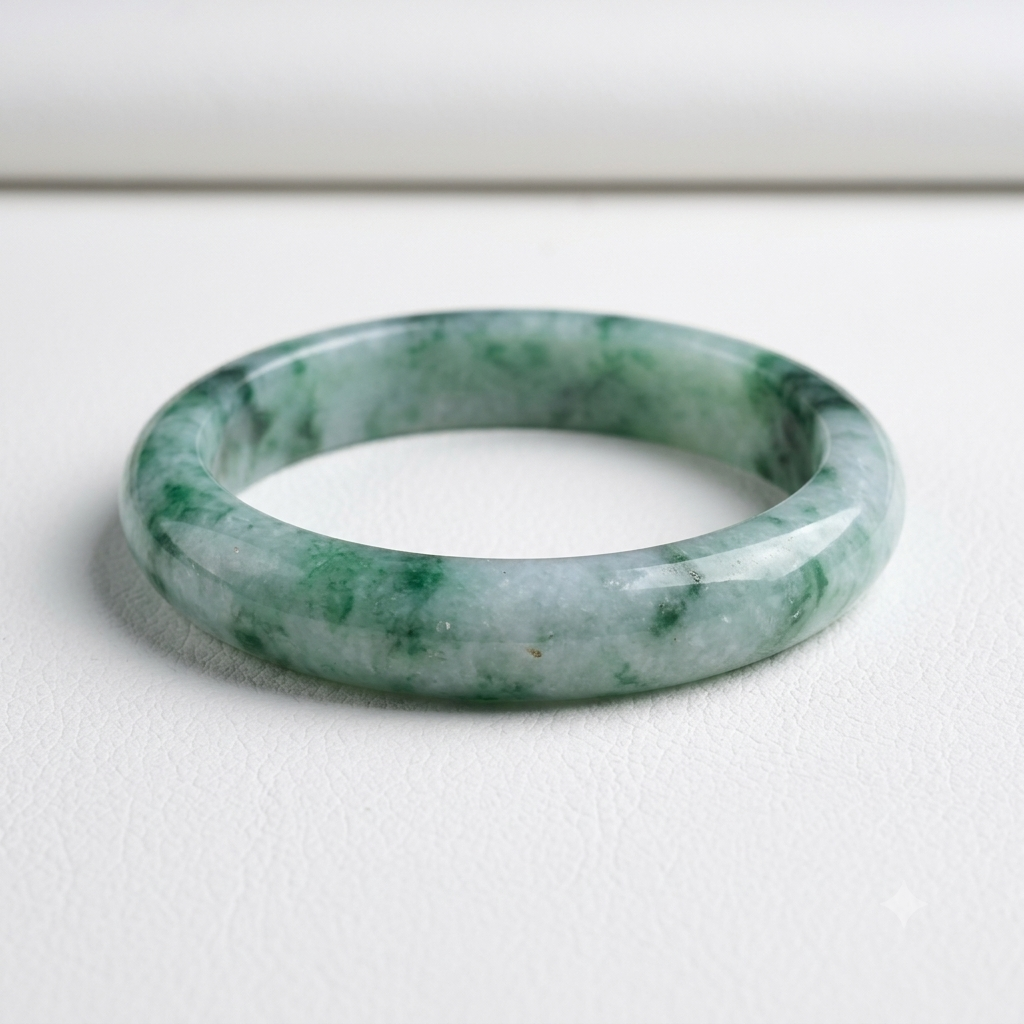 Solid green jade bangle